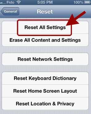Reset all settings before selling my iphone 5