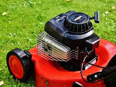 red lawn mower