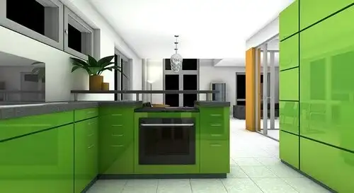 The freshness of green in kitchen design