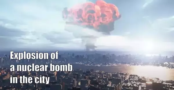 Explosion of a nuclear bomb in the city